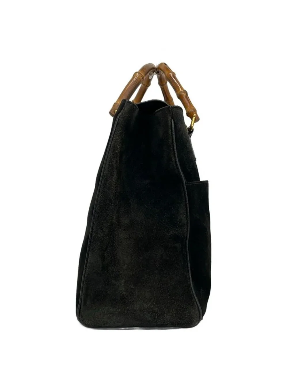 Gucci Handbag Bamboo Black Brown Leather